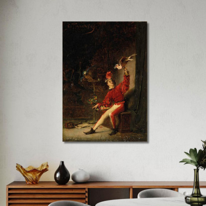 Giovane Uomo Con Pappagallo Konstantin Egorovich Makovsky kem21 quadro stampato su tela