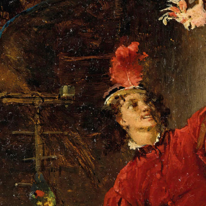 Giovane Uomo Con Pappagallo Konstantin Egorovich Makovsky kem21 quadro stampato su tela