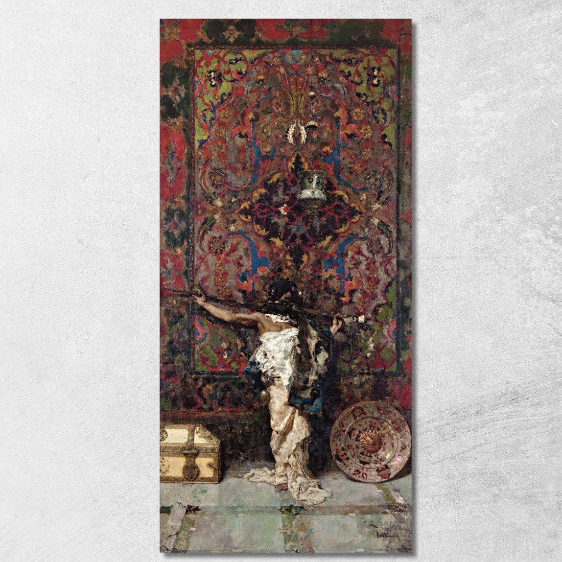 Arabo Davanti A Un Arazzo Mariano Fortuny Marsal mfm9 quadro stampato su tela Arabo Davanti A Un Arazzo Mariano Fortuny Marsal mfm9 quadro stampato su tela