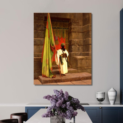 Il Portatore In Piedi Che Spiega La Bandiera Sacra Jean-Léon Gérôme jlg149 quadro stampato su tela