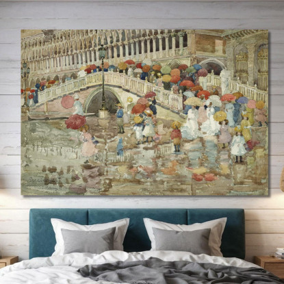 Ombrelli Sotto La Pioggia Maurice Prendergast mpr71 quadro stampato su tela