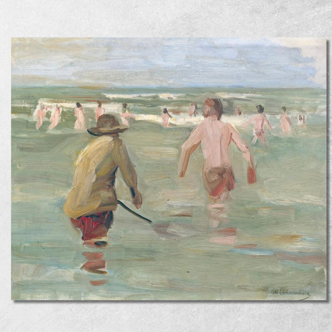 Ragazzi Che Fanno Il Bagno Con Pescatore Di Granchi Max Liebermann mlb8 quadro stampato su tela Ragazzi Che Fanno Il Bagno Con Pescatore Di Granchi Max Liebermann mlb8 quadro stampato su tela