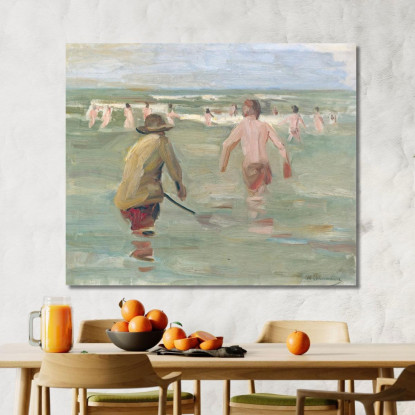 Ragazzi Che Fanno Il Bagno Con Pescatore Di Granchi Max Liebermann mlb8 quadro stampato su tela