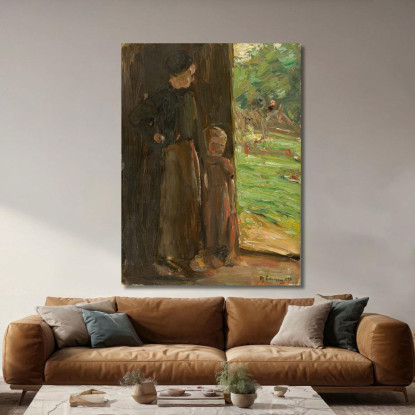 Contadina Con Bambino Sotto La Porta / Donna E Bambino Sulla Soglia Max Liebermann mlb16 quadro stampato su tela