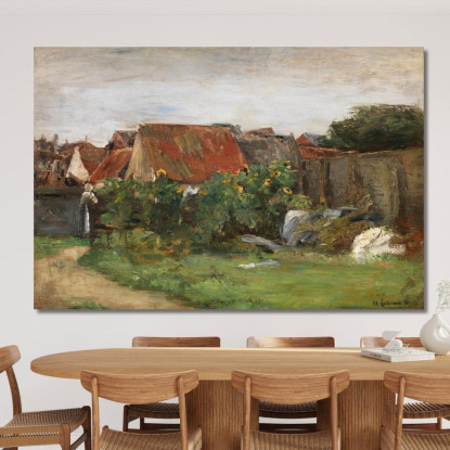Case Di Villaggio Con Girasoli Max Liebermann mlb34 quadro stampato su tela