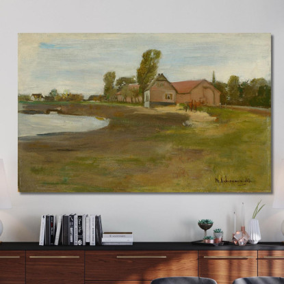 Strada Del Villaggio A Militsch / Paesaggio Con Stagno Max Liebermann mlb35 quadro stampato su tela