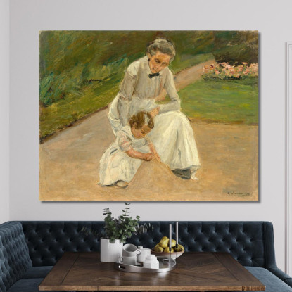 Nipote E Balia Che Giocano In Giardino Max Liebermann mlb38 quadro stampato su tela