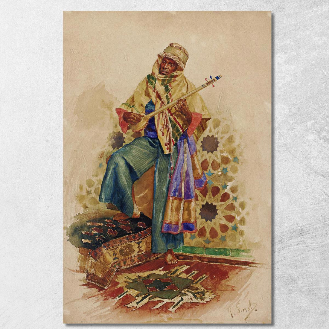 Un Musicista Arabo Rudolf Ernst rer12 quadro stampato su tela Un Musicista Arabo Rudolf Ernst rer12 quadro stampato su tela