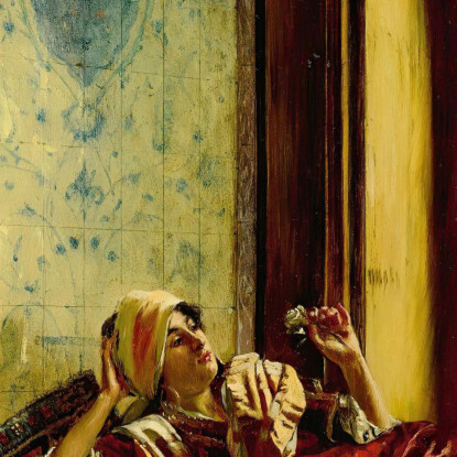 Signora Orientale Languida Con Una Rosa Rudolf Ernst rer26 quadro stampato su tela