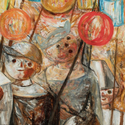 Bambini Con Torce Tadeusz Makowski tmk31 quadro stampato su tela