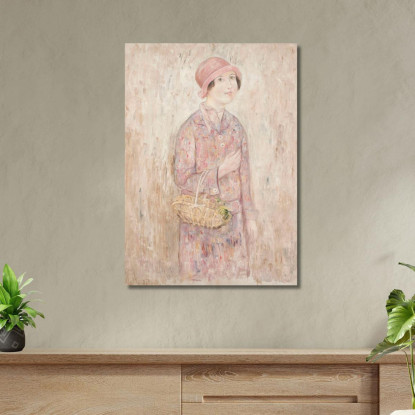 Ragazza Con Cappello Rosa Tadeusz Makowski tmk41 quadro stampato su tela