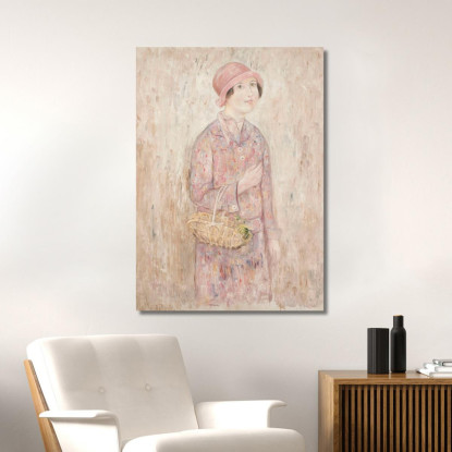 Ragazza Con Cappello Rosa Tadeusz Makowski tmk41 quadro stampato su tela