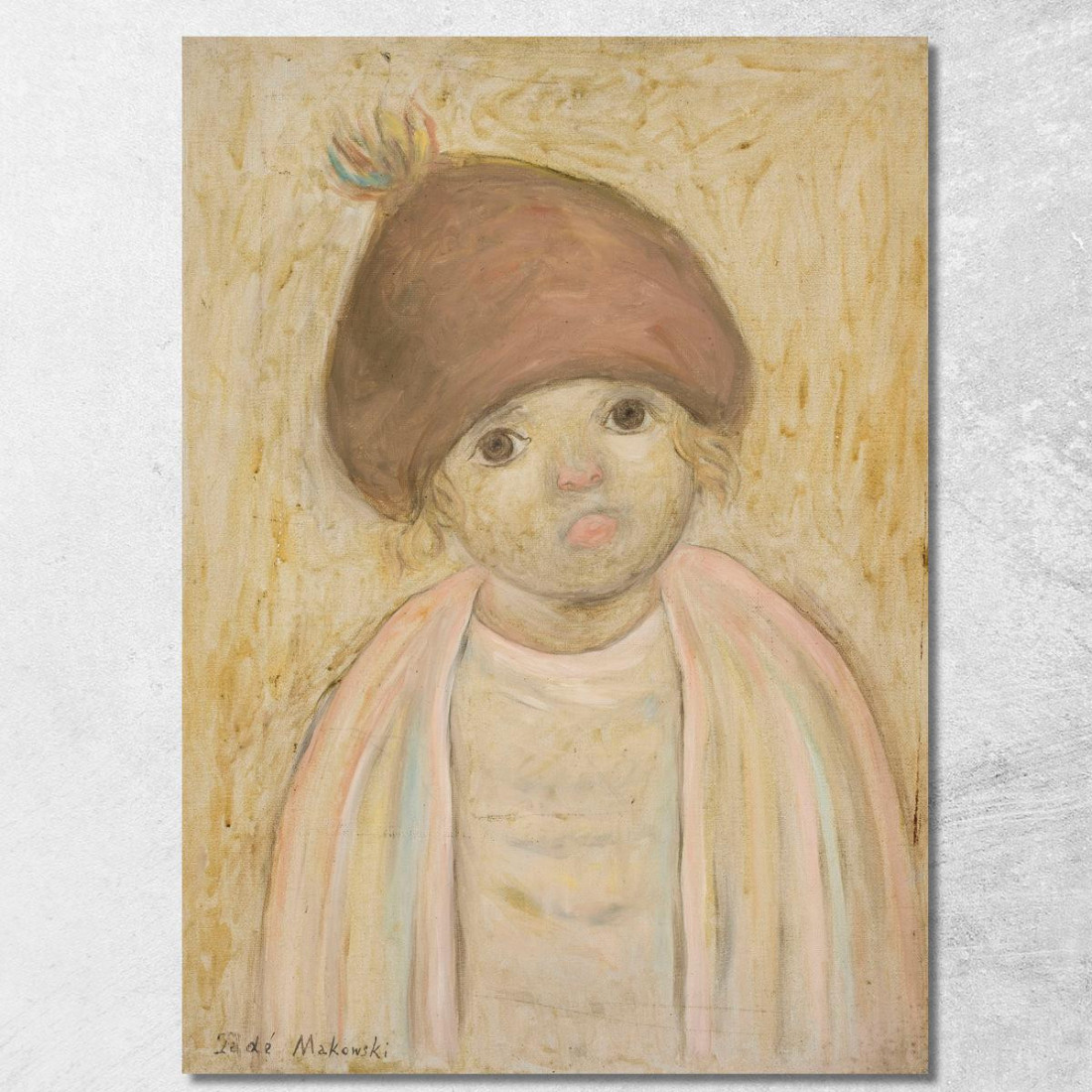 Bambina Con Un Berretto Con Pompon Tadeusz Makowski tmk45 quadro stampato su tela Bambina Con Un Berretto Con Pompon Tadeusz Makowski tmk45 quadro stampato su tela