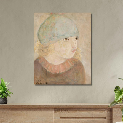 Bambina Con Berretto Blu Tadeusz Makowski tmk47 quadro stampato su tela
