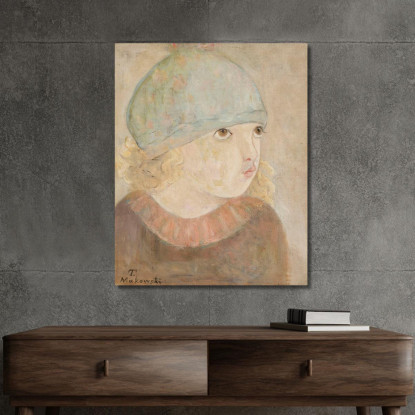 Bambina Con Berretto Blu Tadeusz Makowski tmk47 quadro stampato su tela