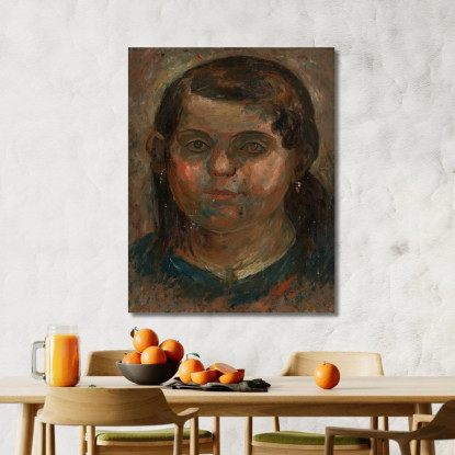 Testa Di Una Bambina In Un Vestito Blu Tadeusz Makowski tmk77 quadro stampato su tela