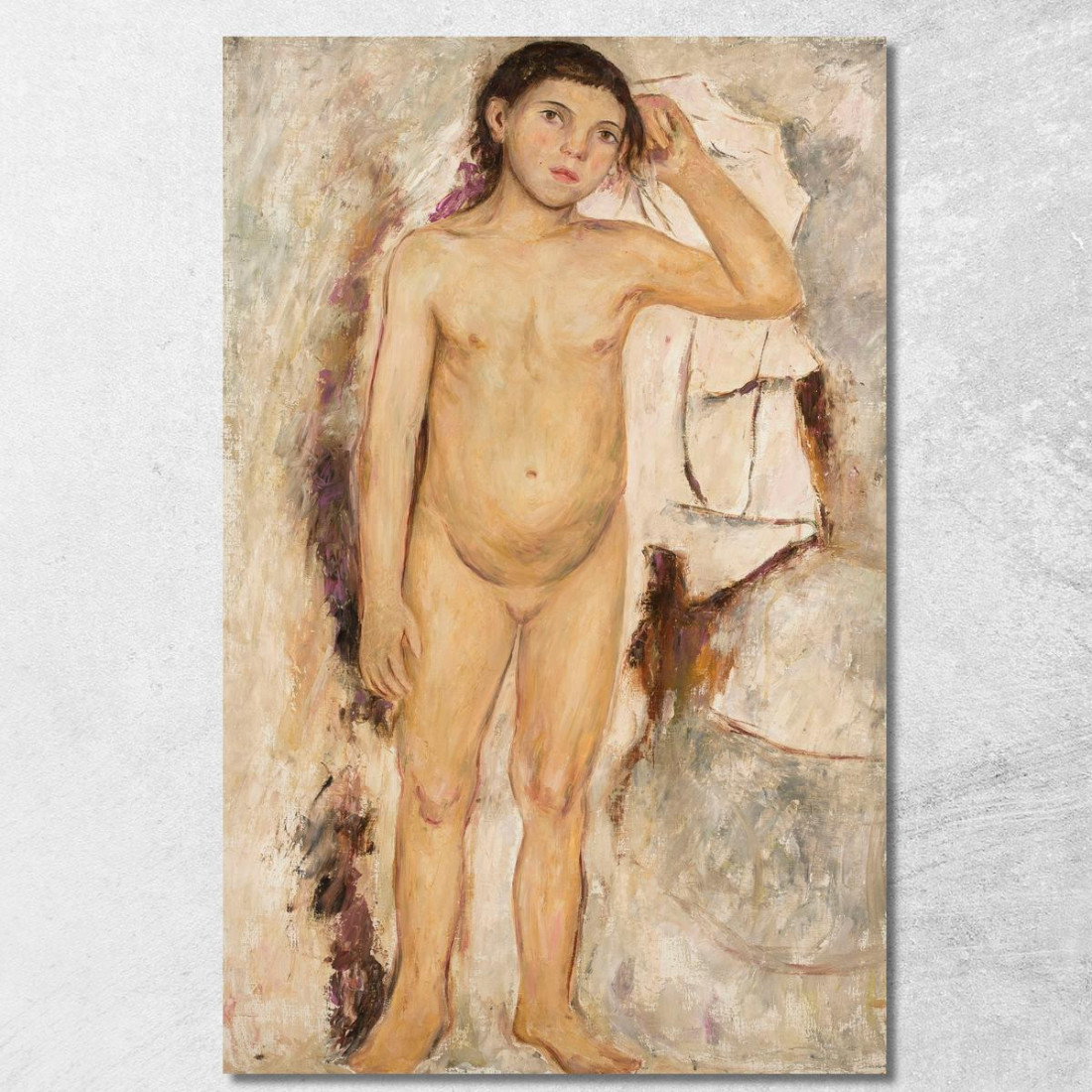 Bambina Nuda Con Una Mano Alzata Tadeusz Makowski tmk131 quadro stampato su tela Bambina Nuda Con Una Mano Alzata Tadeusz Makowski tmk131 quadro stampato su tela