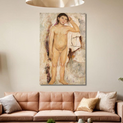 Bambina Nuda Con Una Mano Alzata Tadeusz Makowski tmk131 quadro stampato su tela