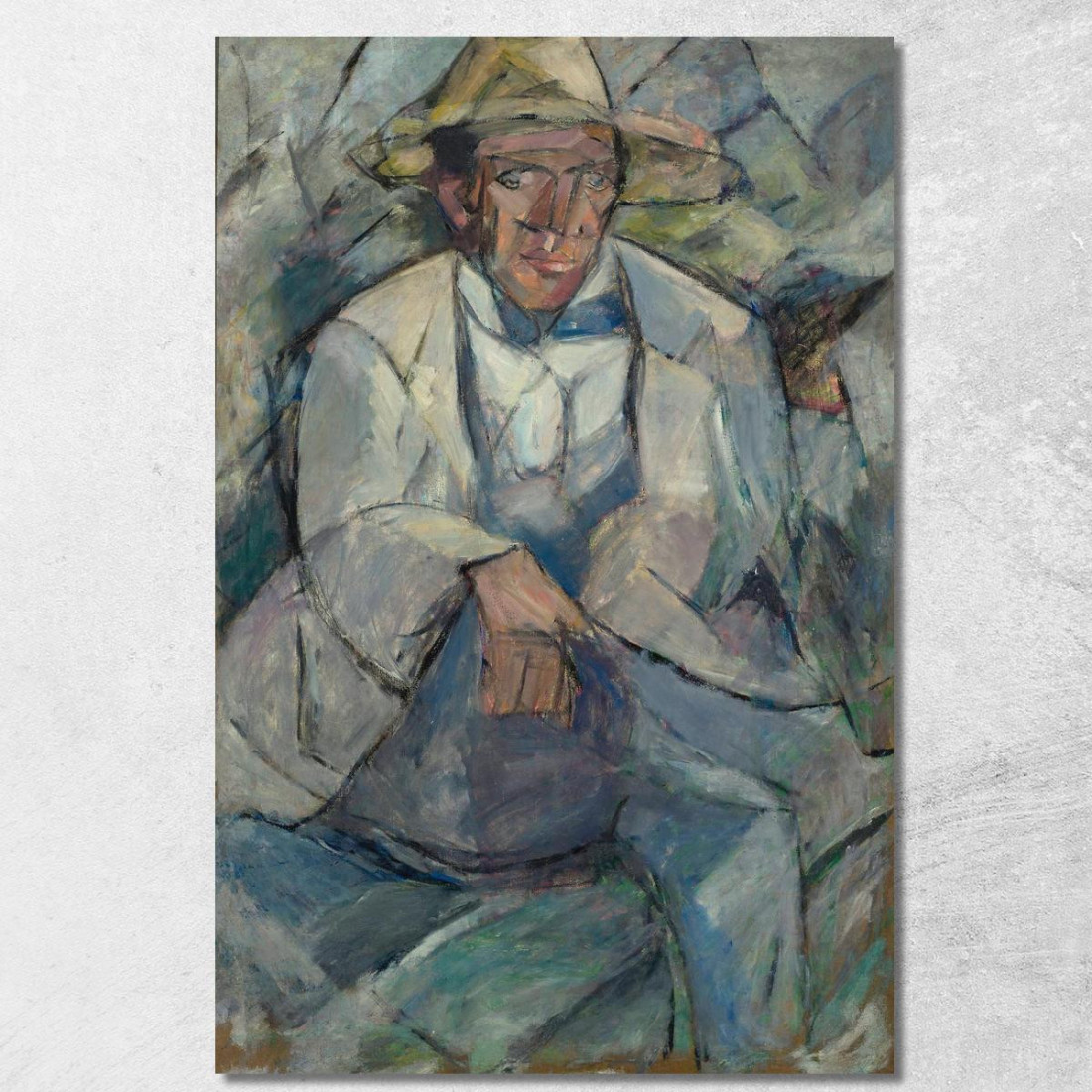 Ritratto Di Un Uomo Con Un Cappello Bianco Tadeusz Makowski tmk142 quadro stampato su tela Ritratto Di Un Uomo Con Un Cappello Bianco Tadeusz Makowski tmk142 quadro stampato su tela