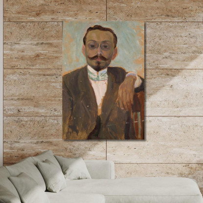 Ritratto Dello Scultore Bolesław Bałzukiewicz Tadeusz Makowski tmk146 quadro stampato su tela
