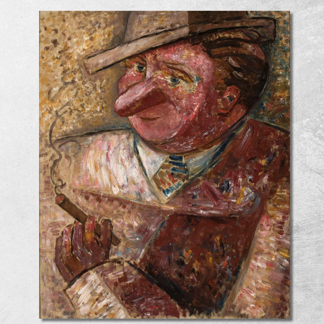Ritratto Di Un Uomo Con Cappello E Sigaro Tadeusz Makowski tmk148 quadro stampato su tela Ritratto Di Un Uomo Con Cappello E Sigaro Tadeusz Makowski tmk148 quadro stampato su tela