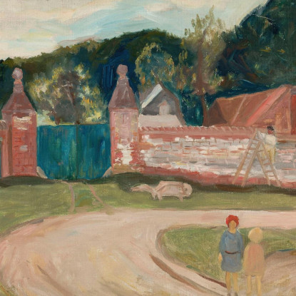 Strada Davanti Alla Fattoria Tadeusz Makowski tmk156 quadro stampato su tela