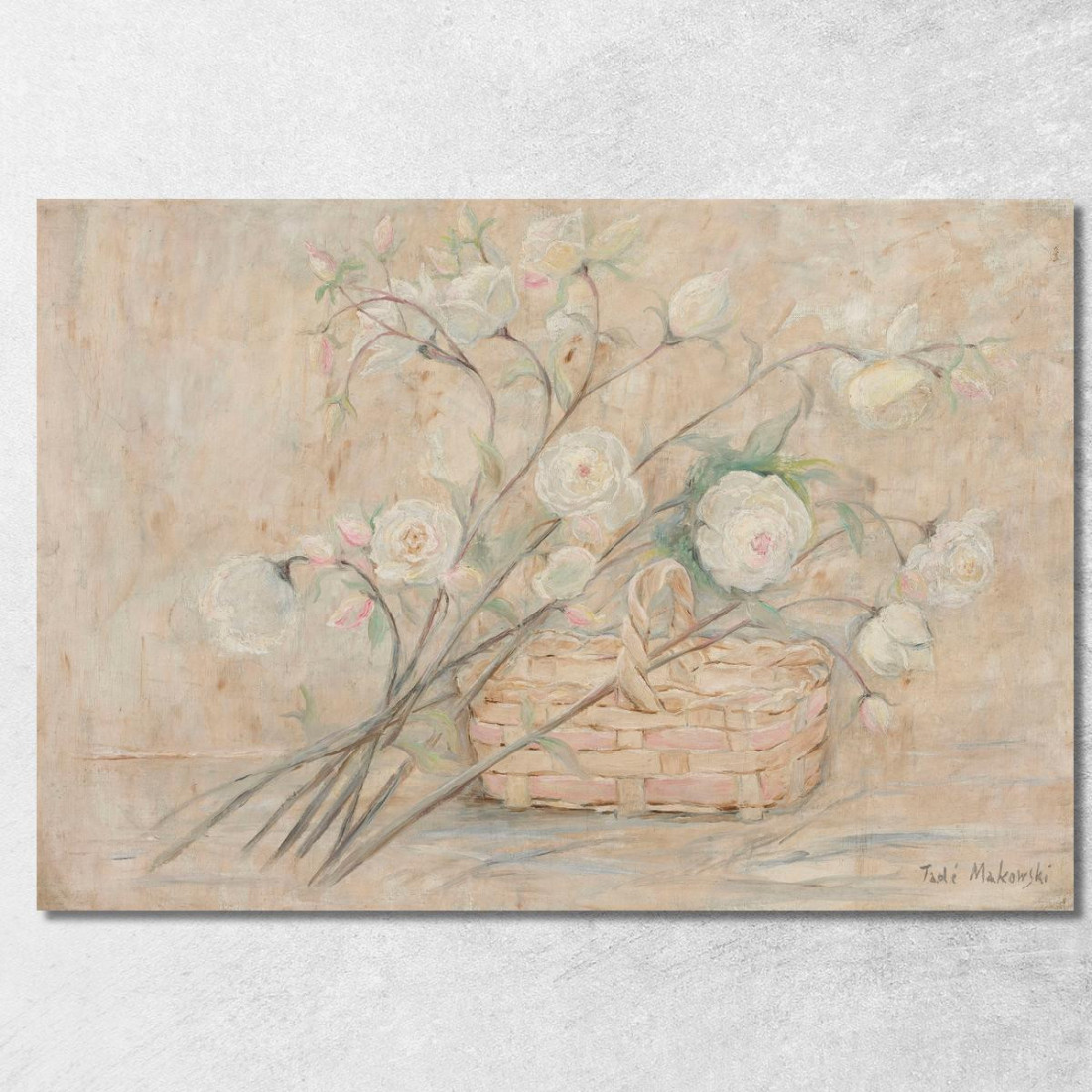 Rosa Con Un Cesto Tadeusz Makowski tmk161 quadro stampato su tela Rosa Con Un Cesto Tadeusz Makowski tmk161 quadro stampato su tela