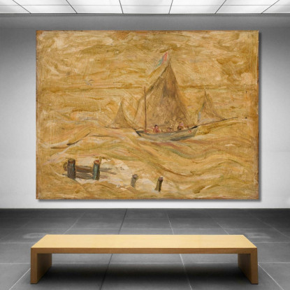 Barca A Vela Sul Mare Tadeusz Makowski tmk166 quadro stampato su tela