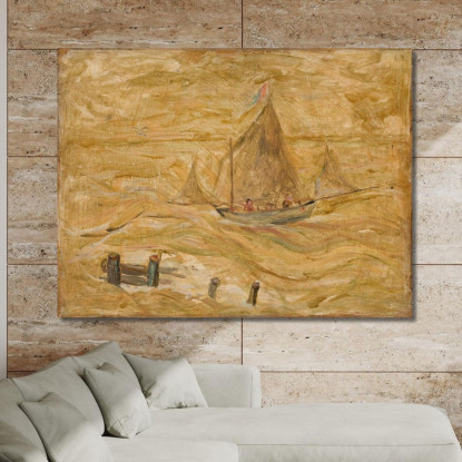 Barca A Vela Sul Mare Tadeusz Makowski tmk166 quadro stampato su tela