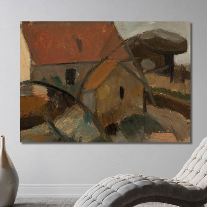 Piccola Casa Con Un Tetto Rosso Tadeusz Makowski tmk175 quadro stampato su tela