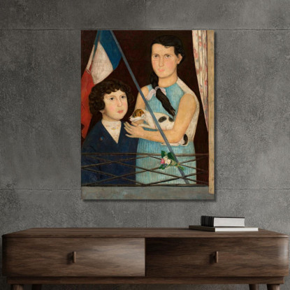 Due Bambini Con Una Bandiera Francese Tadeusz Makowski tmk187 quadro stampato su tela