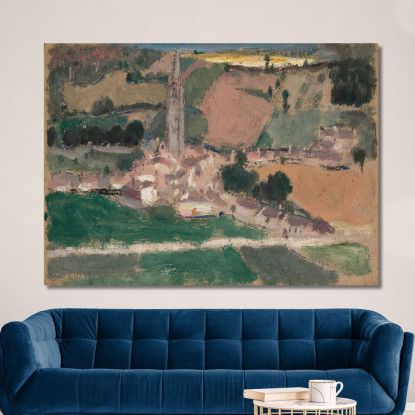 Vista Di Una Piccola Città Con Un Campanile Tadeusz Makowski tmk193 quadro stampato su tela