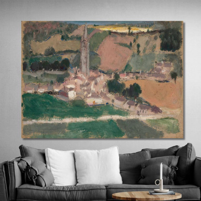 Vista Di Una Piccola Città Con Un Campanile Tadeusz Makowski tmk193 quadro stampato su tela