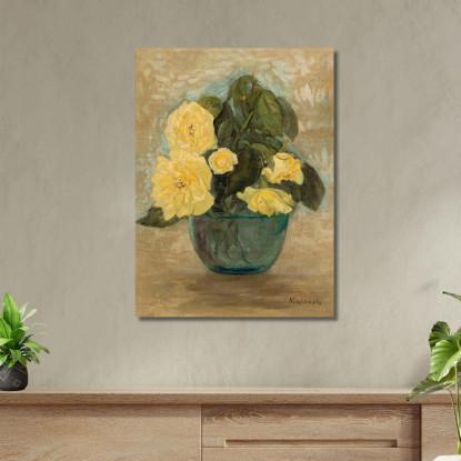 Rose Gialle Tadeusz Makowski tmk207 quadro stampato su tela