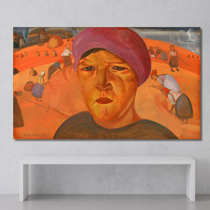 Donna Contadina Russa Boris Grigoriev bgr16 quadro stampato su tela