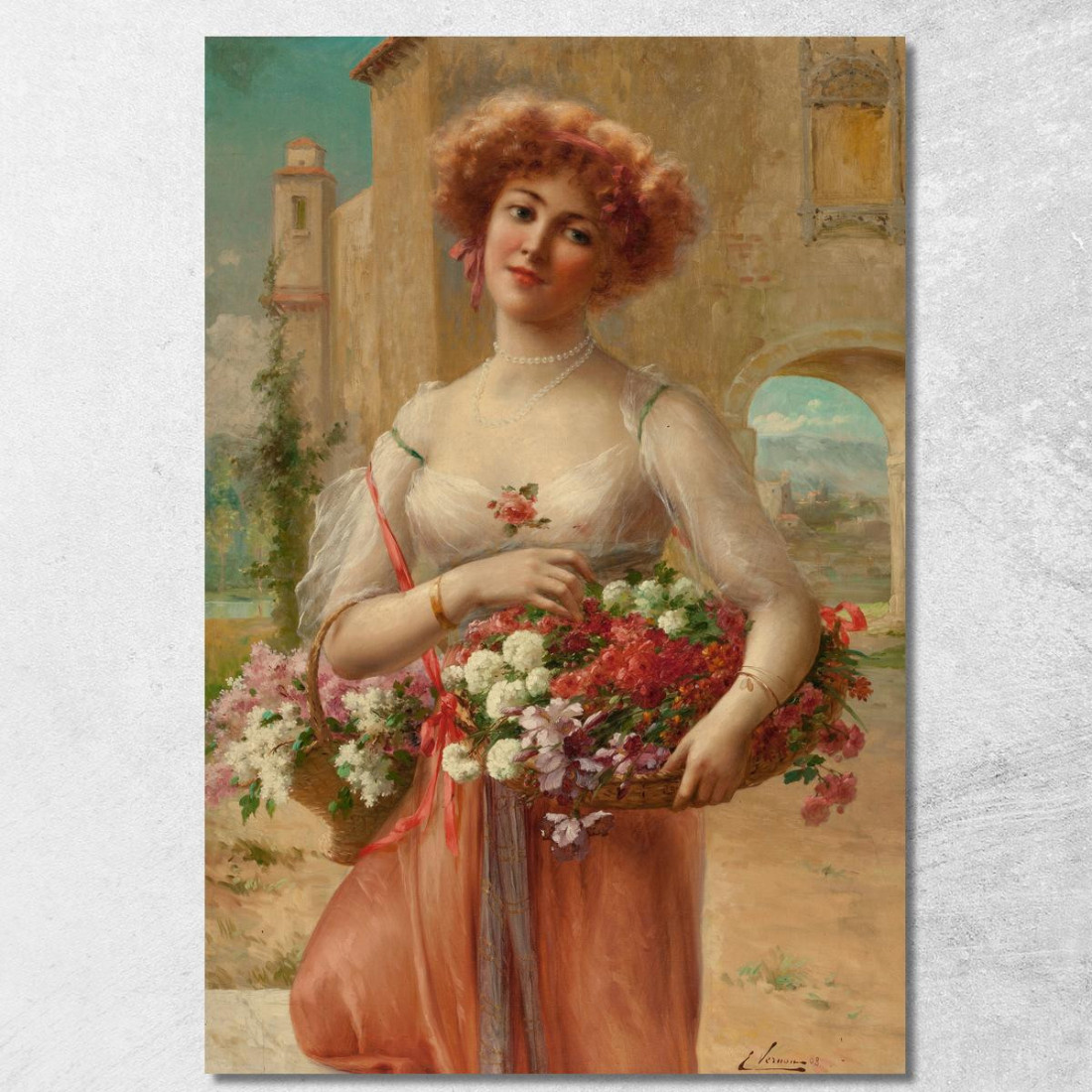 Con Le Rose Emile Vernon evr3 quadro stampato su tela