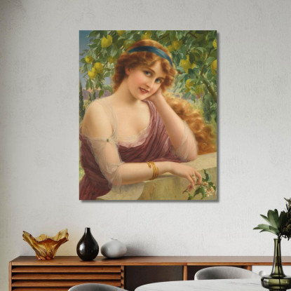 Ragazza Con Il Limone Emile Vernon evr8 quadro stampato su tela