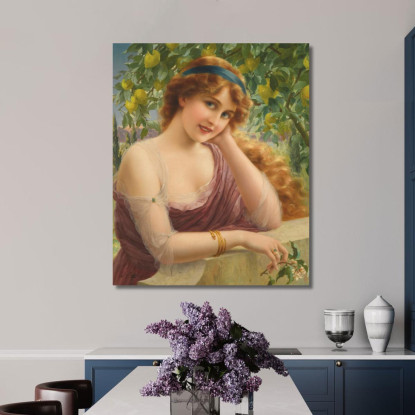 Ragazza Con Il Limone Emile Vernon evr8 quadro stampato su tela