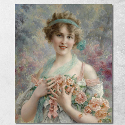 Ragazza Con Le Rose Emile Vernon evr9 quadro stampato su tela