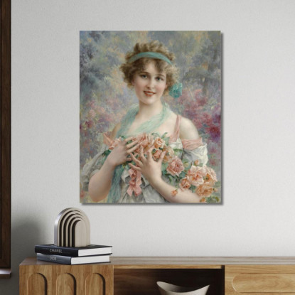 Ragazza Con Le Rose Emile Vernon evr9 quadro stampato su tela