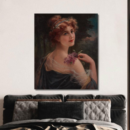 Giovane Donna Con Un Ramoscello Di Lillà Emile Vernon evr16 quadro stampato su tela