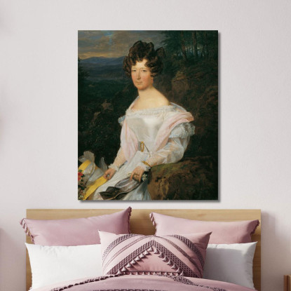 Dama In Abito Bianco In Un Paesaggio Del Wienerwald Ferdinand Georg Waldmüller fgw23 quadro stampato su tela
