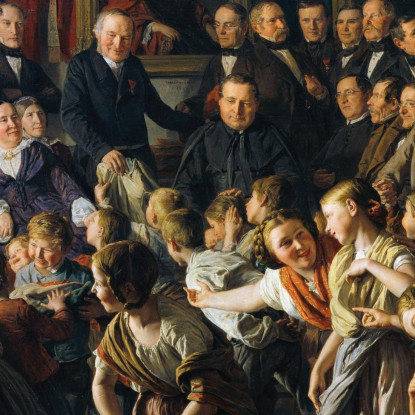 Bambini Di Genitori Poveri Ricevono Abiti Invernali Dalla Comunità Di Spittelberg Nel Giorno Di San Michele Ferdinand Georg Wal