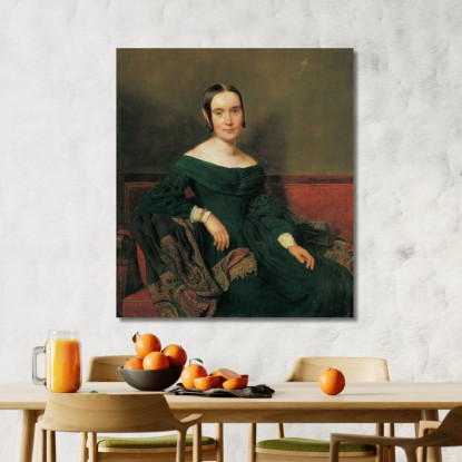 Signora In Abito Vermiglio Ferdinand Georg Waldmüller fgw77 quadro stampato su tela