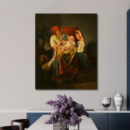 Felicità Materna Ferdinand Georg Waldmüller fgw82 quadro stampato su tela