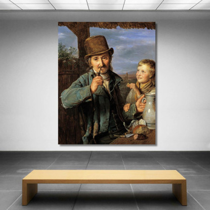 Bracciante Con Suo Figlio Ferdinand Georg Waldmüller fgw106 quadro stampato su tela