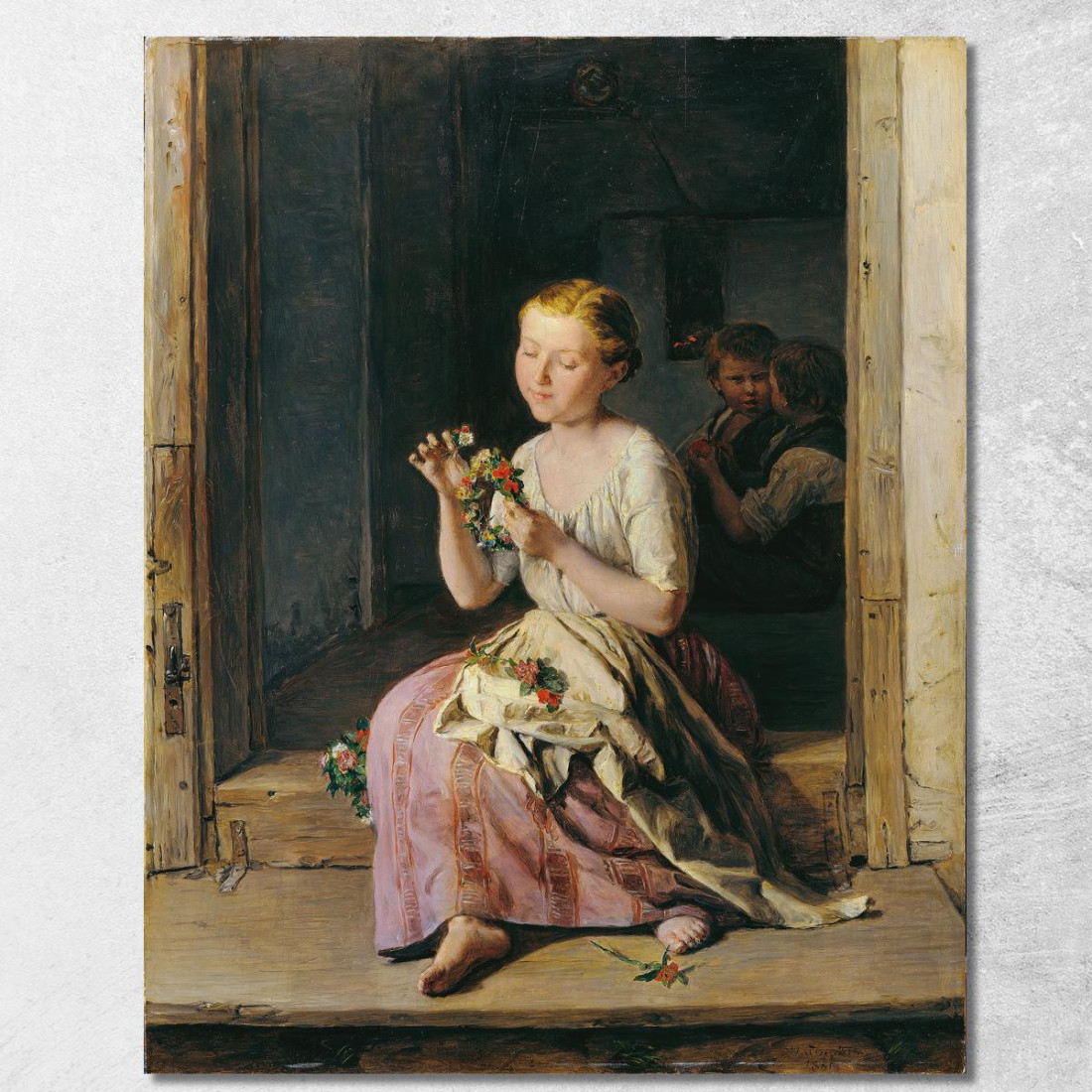 La Tessitrice Di Ghirlande Ferdinand Georg Waldmüller fgw117 quadro stampato su tela La Tessitrice Di Ghirlande Ferdinand Georg Waldmüller fgw117 quadro stampato su tela