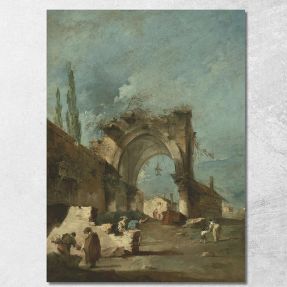 Un Capriccio Di Edifici Con Figure Presso Un Arco In Rovina Francesco Guardi fgr2 quadro stampato su tela