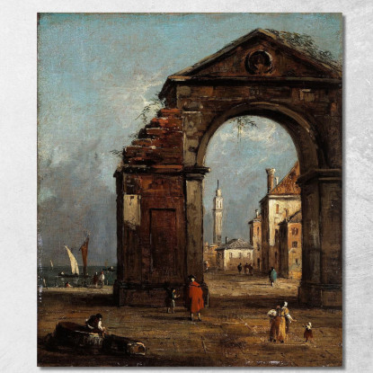 Capriccio Con Arco Trionfale In Rovina E Paesaggio Della Laguna Francesco Guardi fgr10 quadro stampato su tela