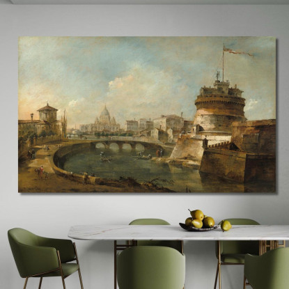 Veduta Fantastica Di Castel Sant’Angelo Roma Francesco Guardi fgr11 quadro stampato su tela
